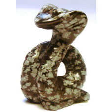 Snake (Cobra) 1.5 Inch Figurine - Snowflake Obsidian