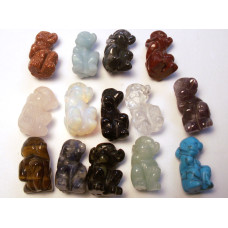 Monkey Carved Fetish Bead 0.75 Inch - Assorted Stones