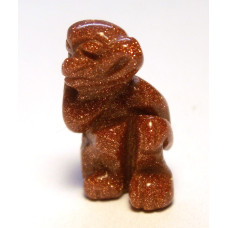 Monkey Carved Fetish Bead 0.75 Inch - Goldstone