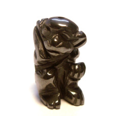 Monkey Carved Fetish Bead 0.75 Inch - Hematite