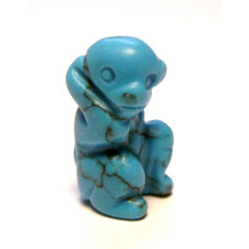 Monkey Carved Fetish Bead 0.75 Inch - Howlite Turquoise