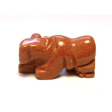 Panther Carved Fetish Bead 0.75 Inch - Goldstone