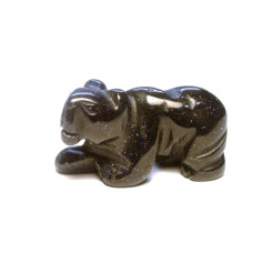 Panther Carved Fetish Bead 0.75 Inch - Blue Goldstone