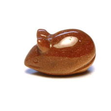 Mouse Carved Fetish Bead 0.75 Inch - Goldstone