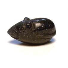 Mouse Carved Fetish Bead 0.75 Inch - Blue Goldstone