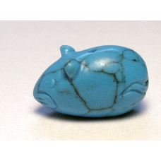 Mouse Carved Fetish Bead 0.75 Inch - Howlite Turquoise