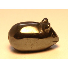 Mouse Carved Fetish Bead 0.75 Inch - Hematite