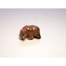 Bear with fish 1.5 Inch Figurine - Rhodonite