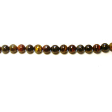 16 inch 8 mm Gemstone Round Bead Strand - Tiger Eye Tri-Color