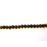 16 inch 12 mm Gemstone Round Bead Strand - Tiger Eye Tri-Color