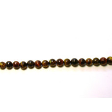 16 inch 12 mm Gemstone Round Bead Strand - Tiger Eye Tri-Color