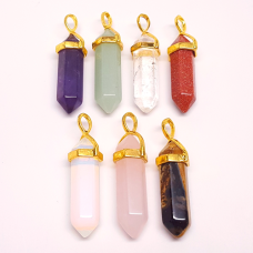 GP Point - Bi-Point Pendant | Style 1 - Gold Plated  Assorted Stones