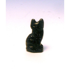 Cat Sitting Carved Fetish Bead 0.75 Inch - Blue Goldstone