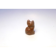 Cat Sitting Carved Fetish Bead 0.75 Inch - Goldstone