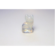 Cat Sitting Carved Fetish Bead 0.75 Inch - Opalite