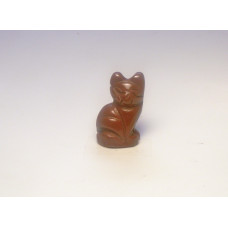 Cat Sitting Carved Fetish Bead 0.75 Inch - Rainbow Jasper