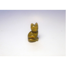 Cat Sitting Carved Fetish Bead 0.75 Inch - Tiger Eye