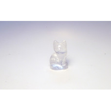 Cat Sitting 1 Inch Figurine - Clear Quartz