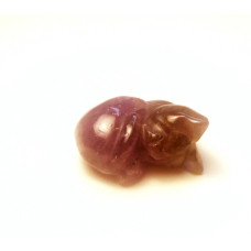 Cat Sleeping Carved Fetish Bead 0.75 Inch - Amethyst