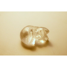 Cat Sleeping Carved Fetish Bead 0.75 Inch - Clear Quartz