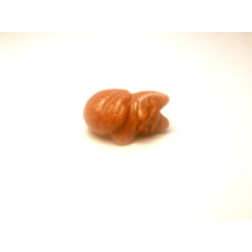 Cat Sleeping Carved Fetish Bead 0.75 Inch - Goldstone