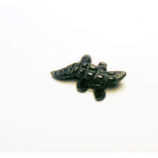 Crocodile Carved Fetish Bead 0.75 Inch - Hematite