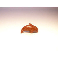 Dolphin Classic Carved Fetish Bead 0.75 Inch - Goldstone