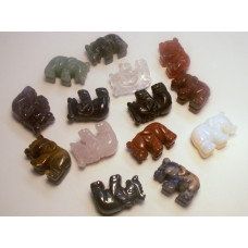 Elephant Classic Carved Fetish Bead 0.75 Inch - Assorted Stones