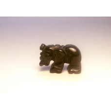 Elephant Classic Carved Fetish Bead 0.75 Inch - Obsidian Black