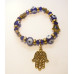 Blue Eye Bracelet - with One Hamsha and 4 small hamsha Charm Gold Finish - 10 pcs pack