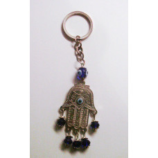 Blue Eye Key Chain - with Hamsha silver finish  - 12 pcs pack