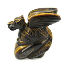 Dragon on Base 2.25 Inch Figurine - Tiger Eye