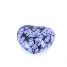 Small Gemstone Heart - 24 pcs pack (Puff - about 1 x 1.25 inch) - Snowflake Obsidian