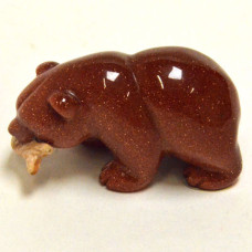 Bear with fish 2.25 Inch Figurine - Goldstone