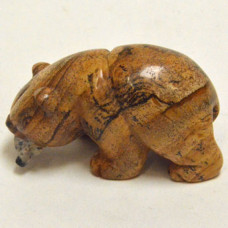 Bear with fish 2.25 Inch Figurine - Picture Jasper