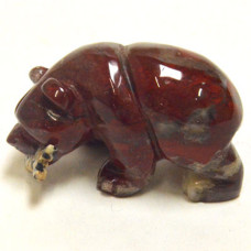 Bear with fish 2.25 Inch Figurine - Rainbow Jasper