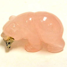 Bear with fish 2.25 Inch Figurine - Rose Quartz