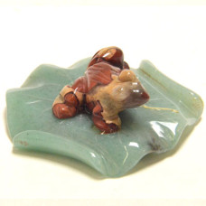 Frog on Lily Pad 2.25 Inch Figurine - Rainbow Jasper