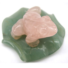 Frog on Lily Pad 2.25 Inch Figurine - Rose Quartz