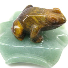 Frog on Lily Pad 2.25 Inch Figurine - Tiger Eye