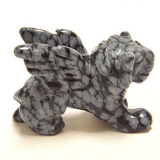 Lion with Wings 2.25 Inch Figurine - Snowflake Obsidian