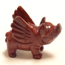 Pig Flying 2.25 Inch Figurine - Rainbow Jasper