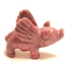 Pig Flying 2.25 Inch Figurine - Rhodonite