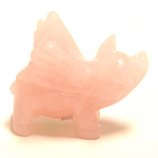 Pig Flying 2.25 Inch Figurine - Rose Quartz