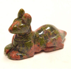 Egyptian Dog Anubis 2.25 Inch Figurine - Unakite