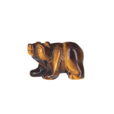 Bear Walking Carved Fetish Bead 0.75 Inch - Tiger Eye