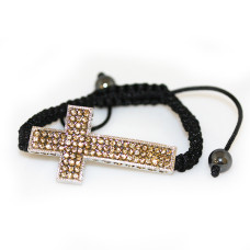 Adjustable Bracelet with Large Cross - Honey