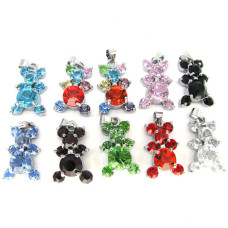 Rhinestone Crystal Pendants 10 piece Packs - Multi Color Bears