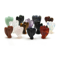 Angel Carved Fetish Bead 0.75 Inch - Assorted Stones