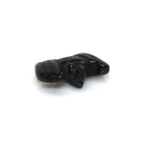 Bat Carved Fetish Bead 0.75 Inch - Obsidian Black